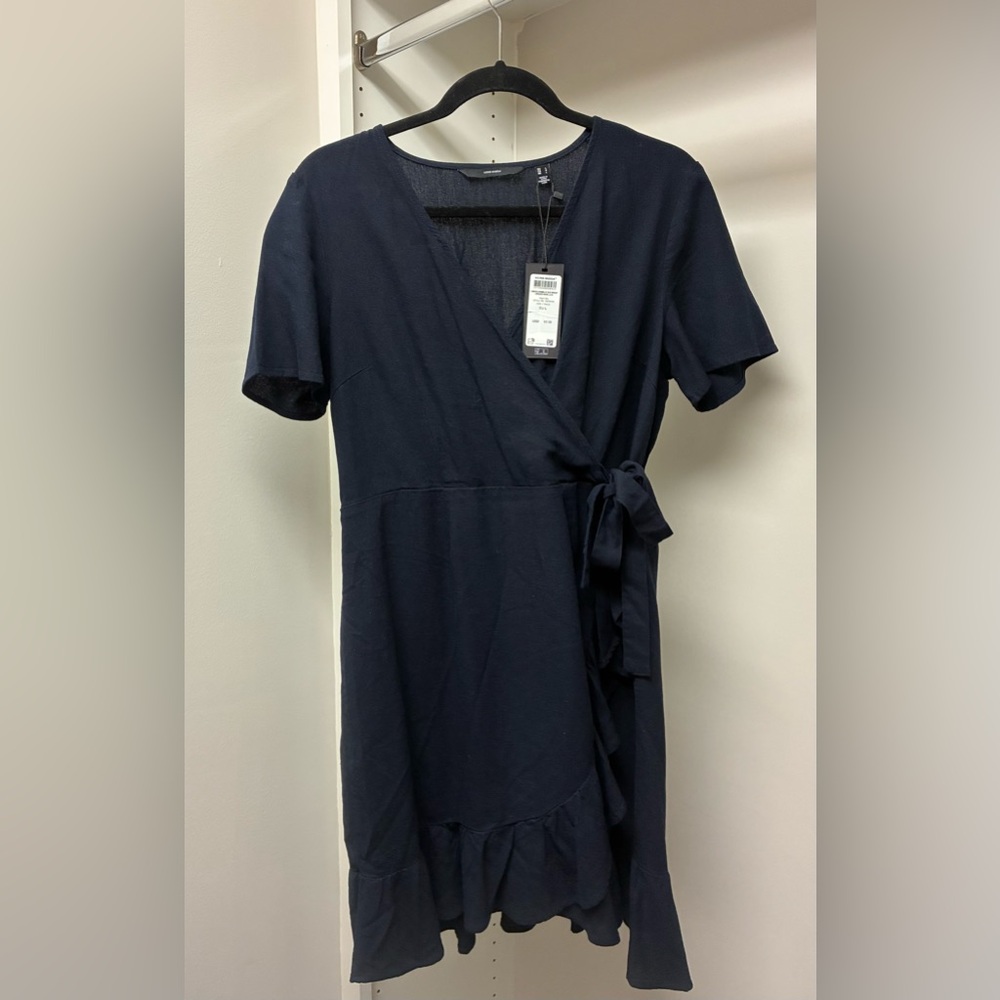 Vero Moda Navy Wrap Midi Dress